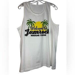 Mens White Jamaica Reggae Cruise Tank Top
